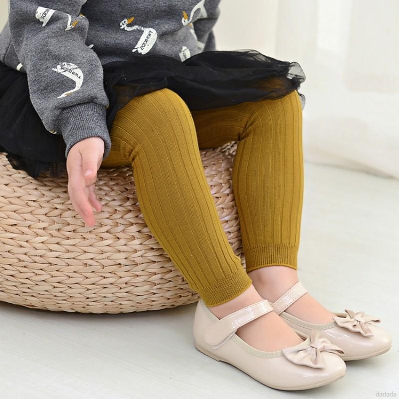 Quần legging dệt kim màu trơn thời trang thu đông xinh xắn dành cho bé gái