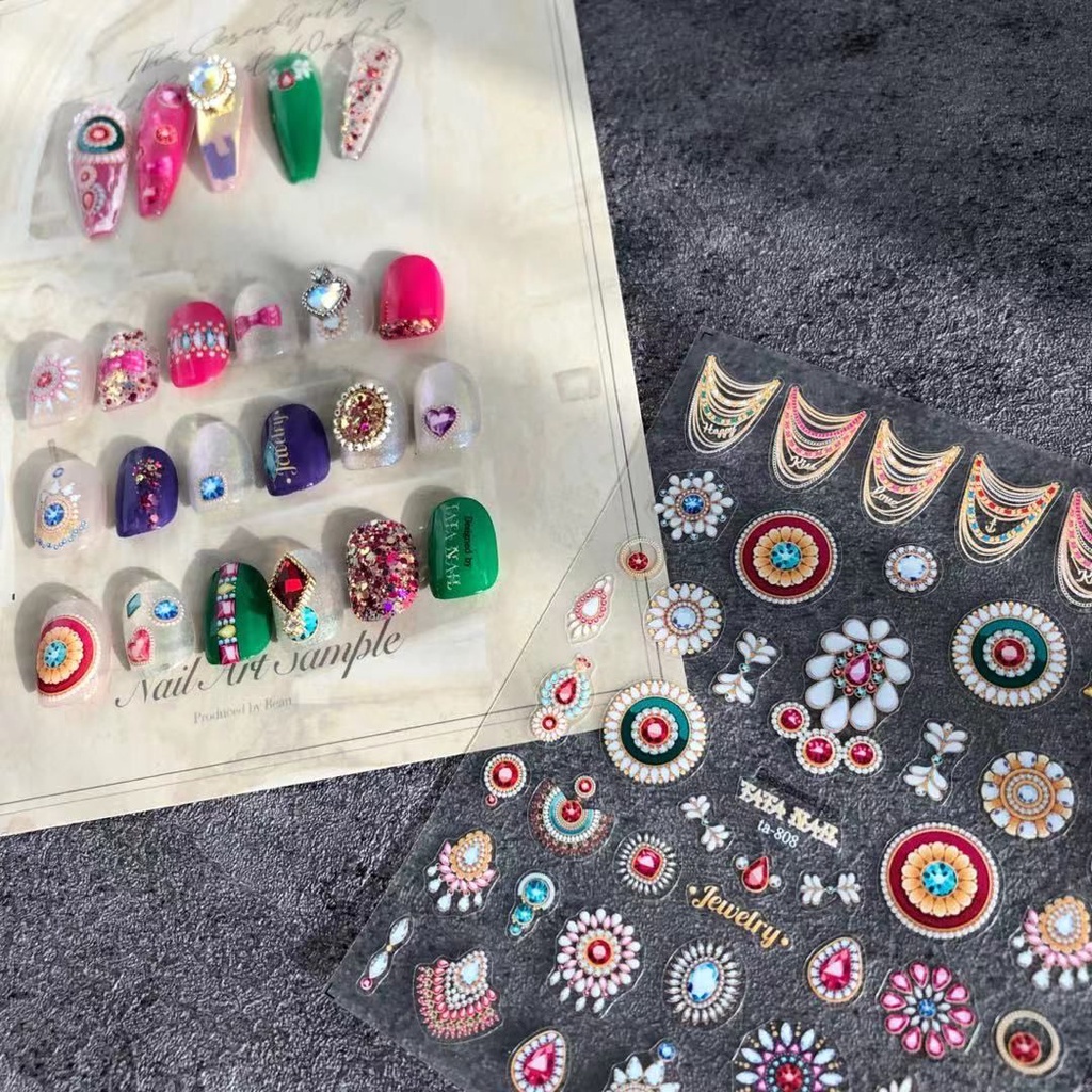 Đề Can Lá Nhôm Chất Lượng Cao Dùng Để Trang Trí Móng Tay 3D Phong Cách Bohemian