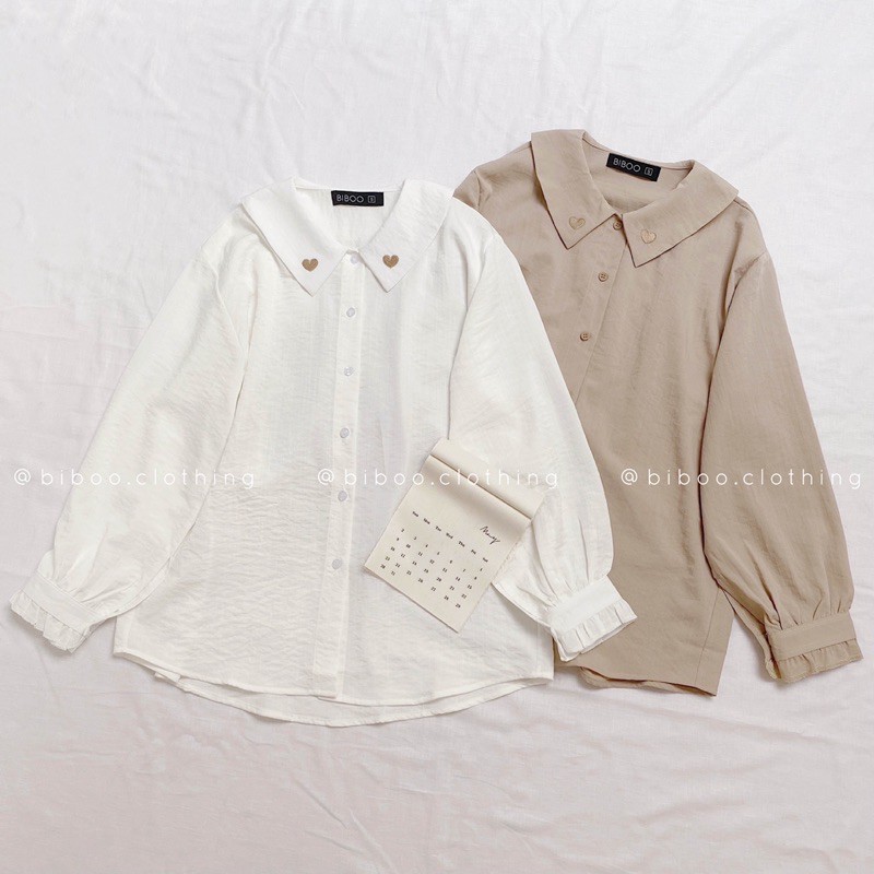 BIBOO - Áo sơmi tay dài cổ thêu trái tim - HEART SHIRT