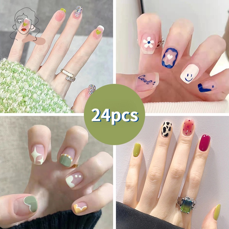 Bộ 24 Móng Tay Giả Trang Trí Xinh Xắn