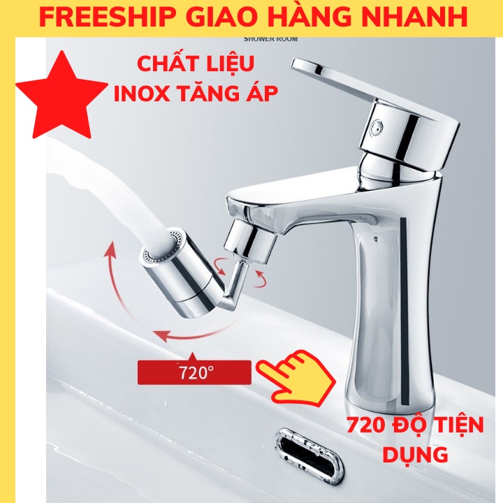 Đầu Nối Vòi Nước Tăng Áp Điều Chỉnh 2 Chế Độ Nước Chảy Xoay 360 Độ, 720 Độ Cao Cấp