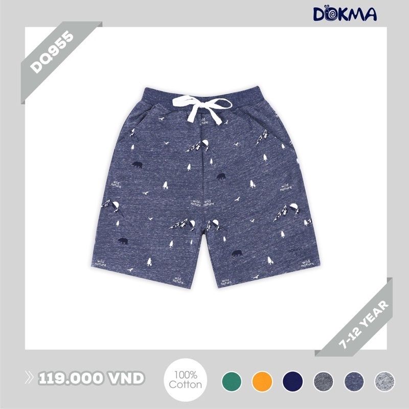 Quần short bé trai Dokma chất cotton da cá 7-12Y DQ955
