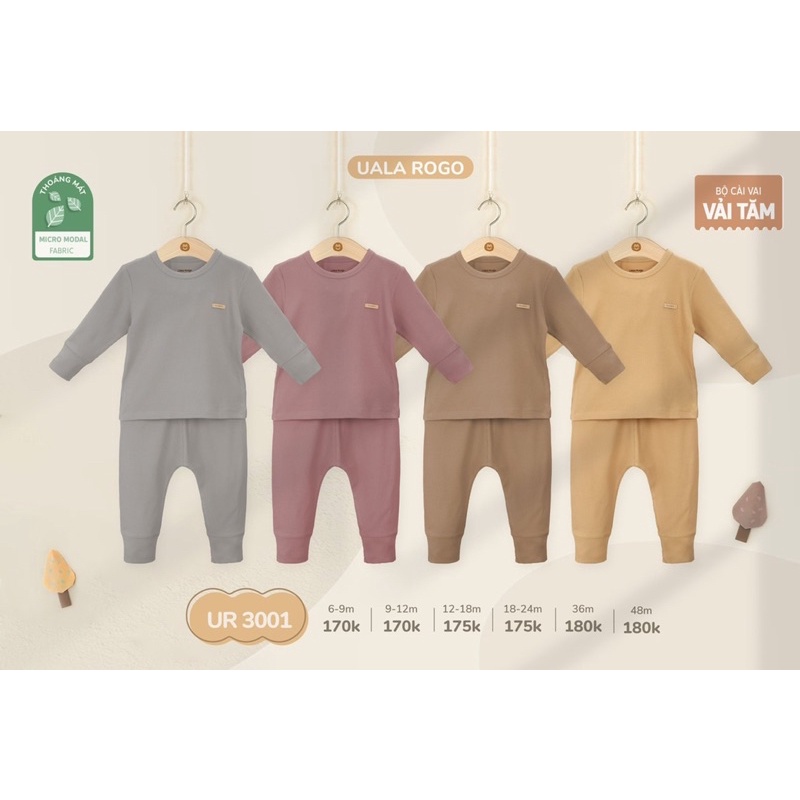 UALAROGO - Bộ dài tay Ualarogo vải tăm cho bé trai/bé gái