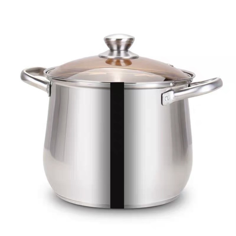 Nồi luộc gà 22cm inox 304 nắp vàng cao cấp dùng cho mọi loại bếp