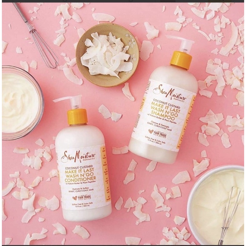 Cặp xả gội Shea Moisture COCONUT CUSTARD MAKE IT LAST 384ml