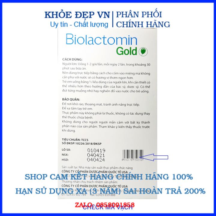 Men tiêu hóa vi sinh đường ruột Biolactomin Gold cân bằng hệ vi sinh, hỗ trợ rối loạn tiêu hóa, giúp ăn ngon – Hộp 30 gó