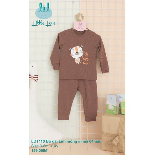 Lil little love - Bộ dài tay len in hình, bộ nỉ lót lông cho bé đến 4y