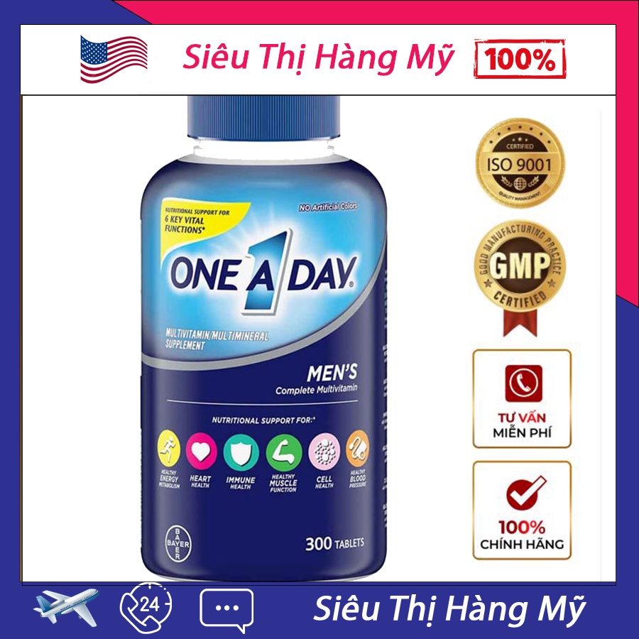 One a day Men nam vitamin tổng hợp Multivitamin 300 viên TPCN Mỹ tăng cường sức khỏe, sinh lực [Date 2023, bill đầy đủ]