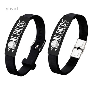 Novel Vòng Tay Silicon Mặt Kim Loại Khắc Chữ One Piece