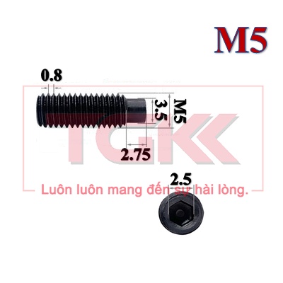 Vít trí đầu trụ thép đen M5 (20-30mm)