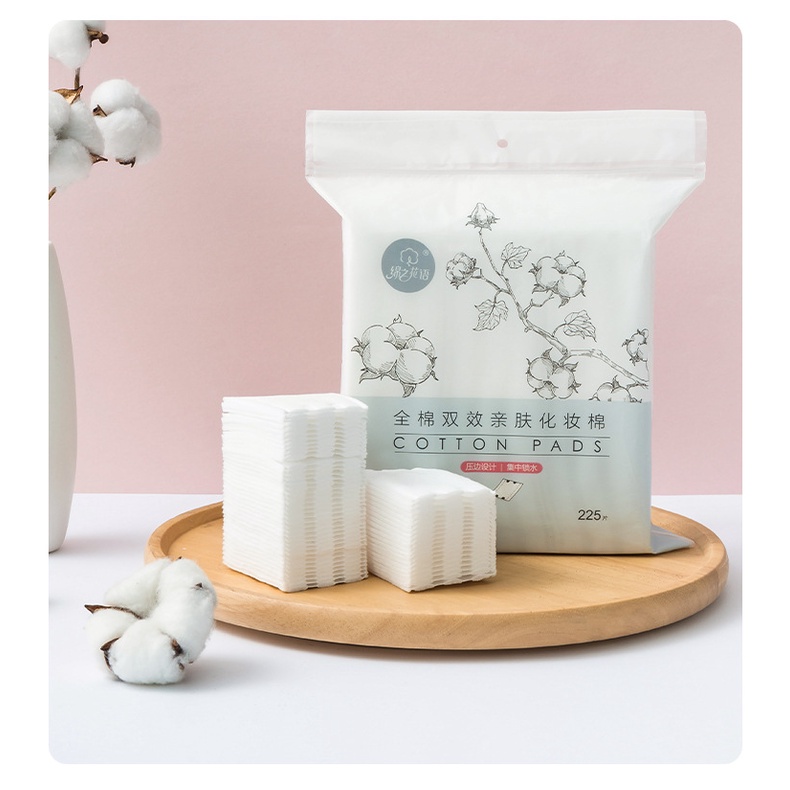 Hộp 222 Miếng Bông Tẩy Trang Ba Lớp Bằng cotton Nguyên Chất Thân Thiện Với Da Ướt Và Khô