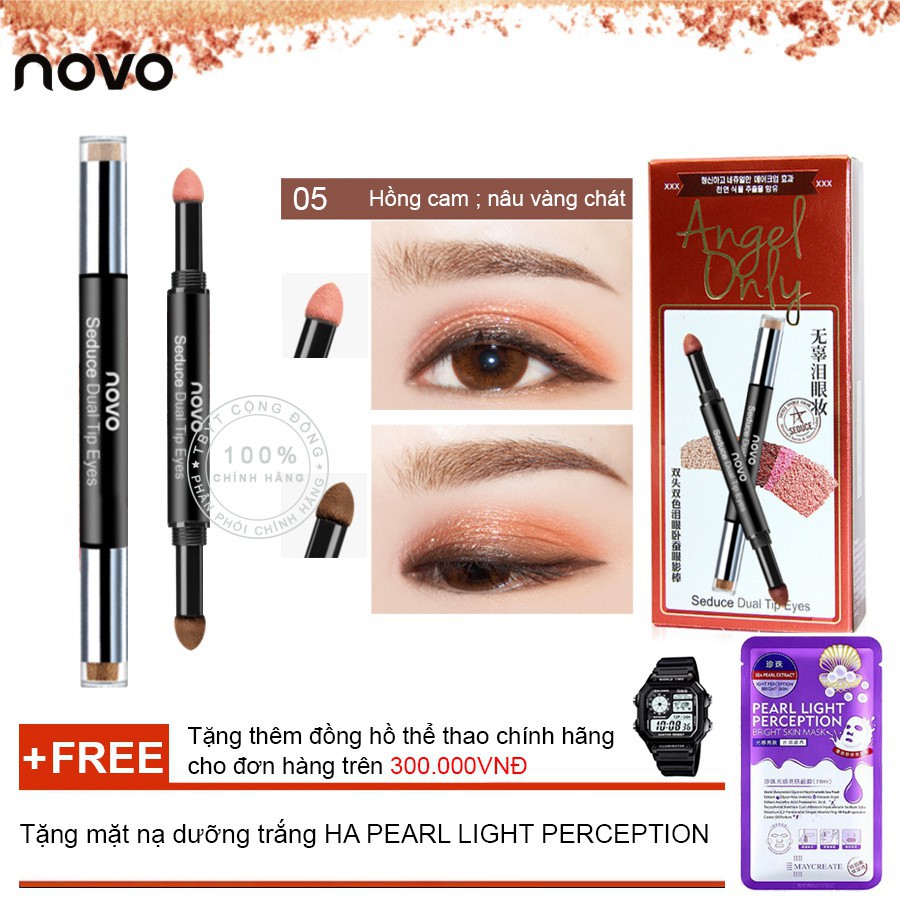 hbhb Bút nhũ nhấn mắt 2 đầu Novo Eyeliner Eyeshadows 5148 + Tặng mặt nạ dưỡng trắng HA 95