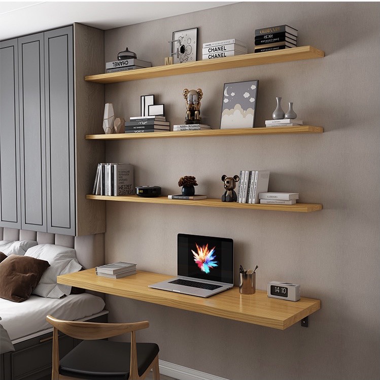 Bàn học gỗ bàn làm việc treo gắn tưởng gỗ MDF chống ẩm nhập khẩu đa năng tiện lợi