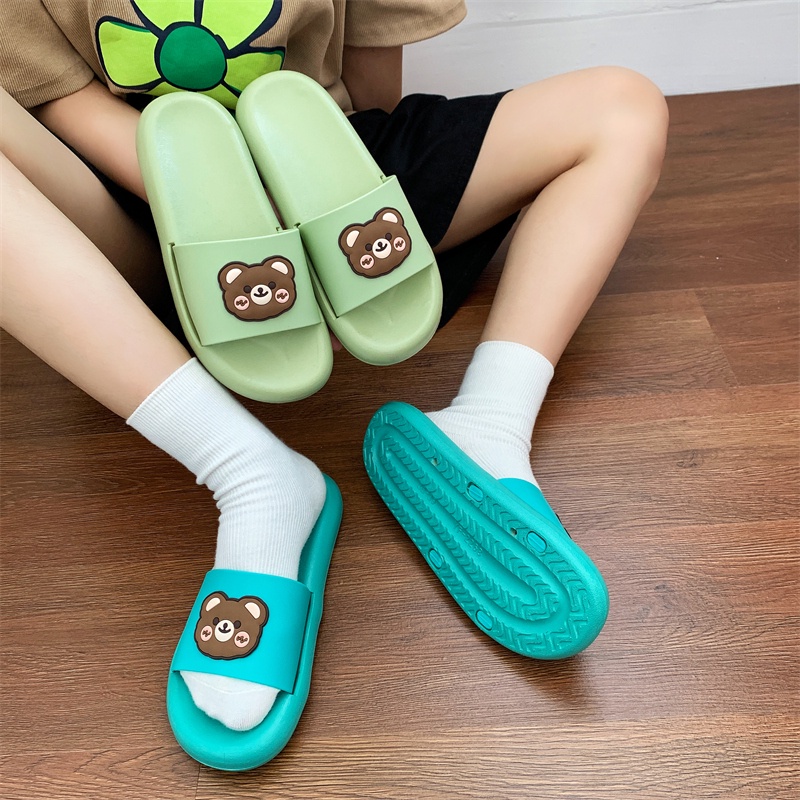 JY502-C3 GẤU MÁ HỒNG Dép đế  mềm dễ thương trong nhà văn phòng phụ nữ cực xịnh siêu xịn