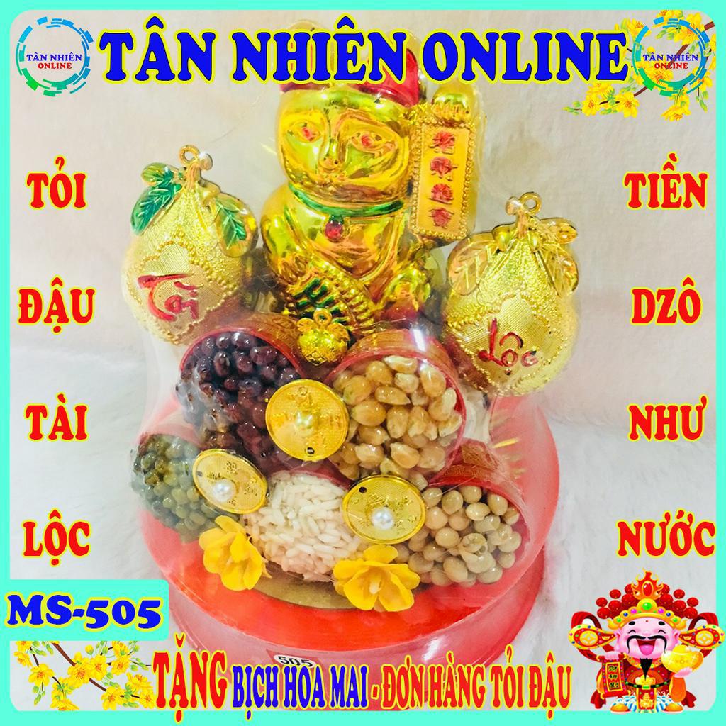 Bông tỏi Mèo Thần Tài Lộc Tháp tỏi tài lộc trưng bày bàn thờ Rước Lộc năm 2021 Tỏi đậu Tài Lộc MS-505