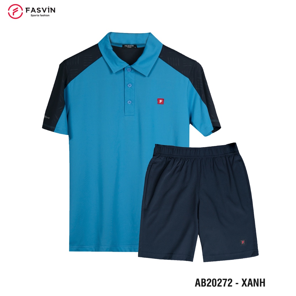 Bộ quần áo thể thao nam Fasvin AB20272.HN cộc tay cổ bẻ vải thể thao mềm nhẹ co giãn tốt