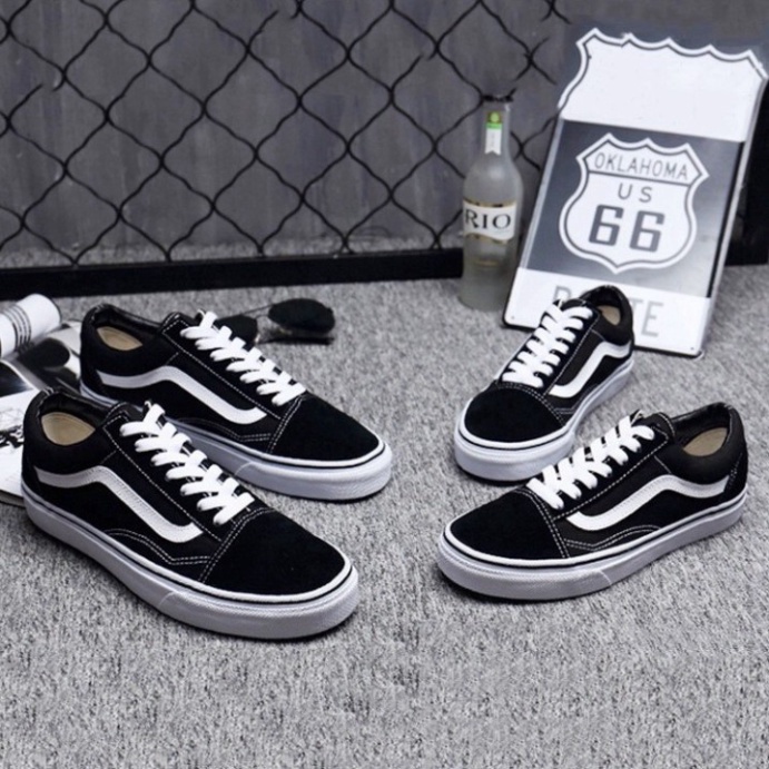 Giày Vans Old Skool cao cấp full bill box, Giày Sneaker dáng thể thao đen kẻ trắng nhung nỉ nam nữ, đế đúc chắc chắn D12 | BigBuy360 - bigbuy360.vn