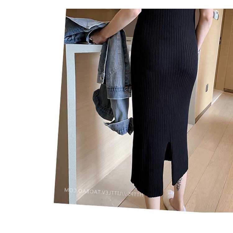 Đầm midi dệt kim hai dây plus size