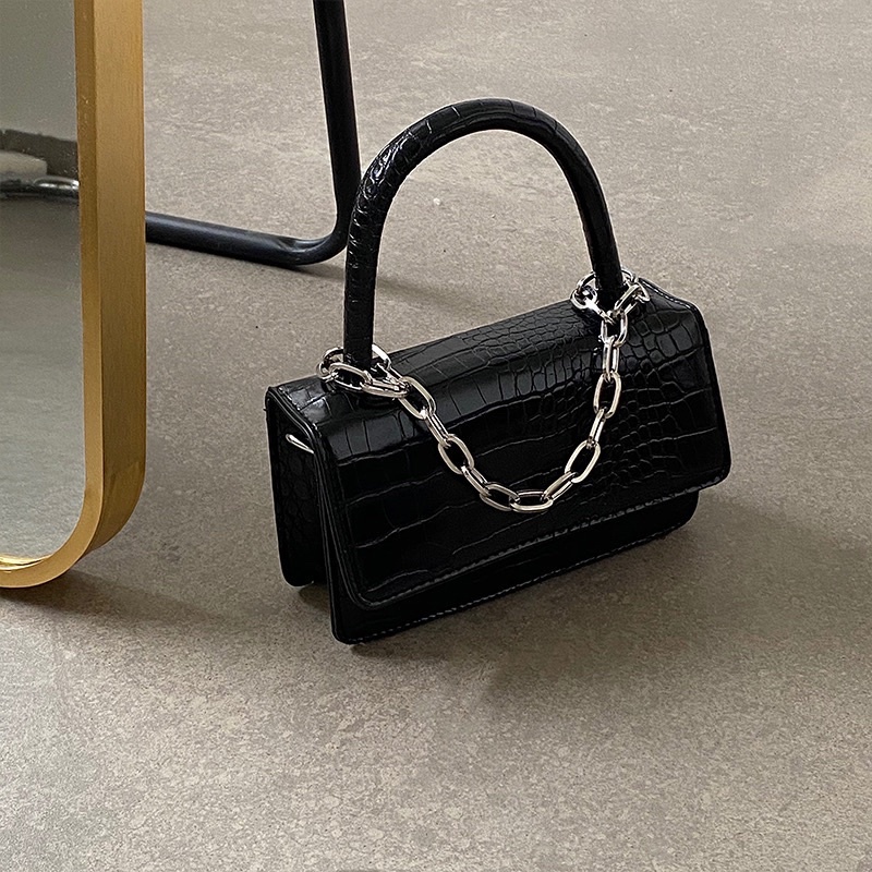 Túi Xách Đeo Chéo, Túi Đeo Vai Da Cá Sấu Phối Dây Xích Thời Trang Hình Chữ Nhật Trendy