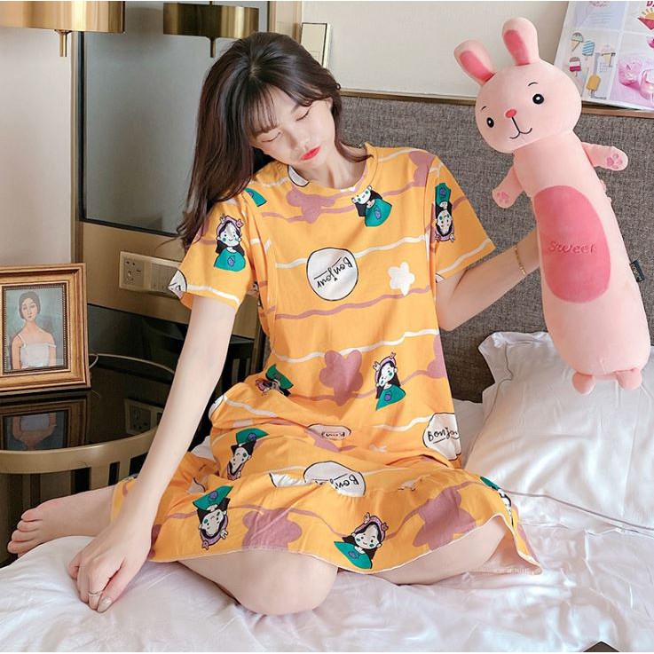 Váy, Đầm Bầu Và Sau Sinh Azuno V2113 Chất Liệu Cotton Có Khe Mở Cho Con Bú Mặc Hè Cực Mát