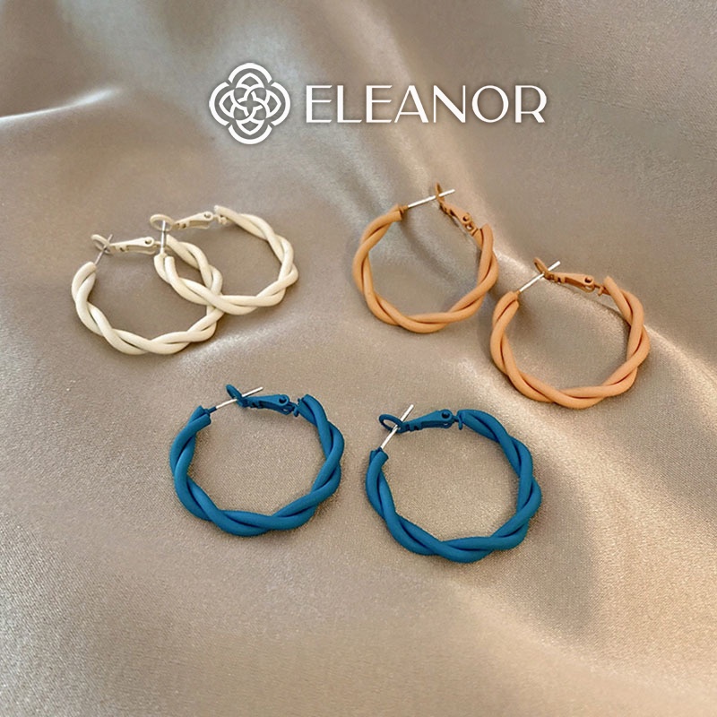 Bông tai nữ tròn Eleanor Accessories viền xoắn chuôi bạc 925 phụ kiện trang sức trẻ trung