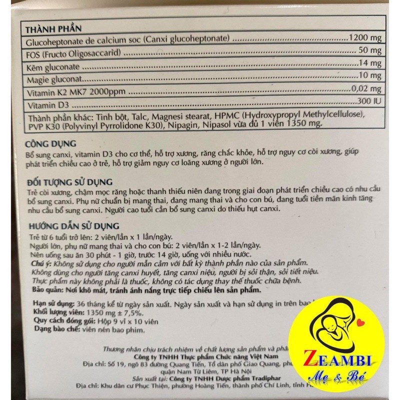 Canxi hữu cơ Coloscalcium Grow - Cho phụ nữ mang thai ,con bú, người già,Giúp xương chắc khỏe,phòng loãng xương