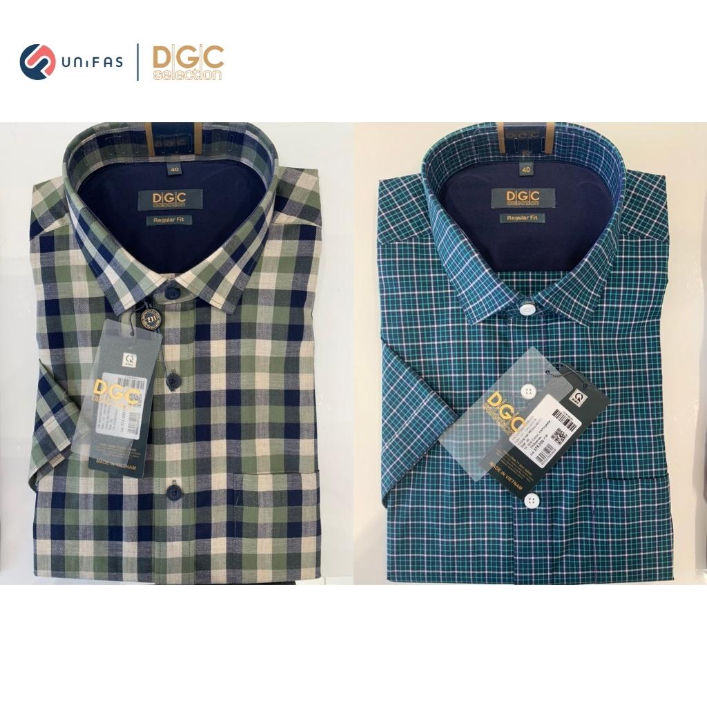 Áo sơ mi nam DGCs ngắn tay in họa tiết kẻ phong cách Hàn Quốc, chất vải cao cấp thoáng mát SASNBB06M