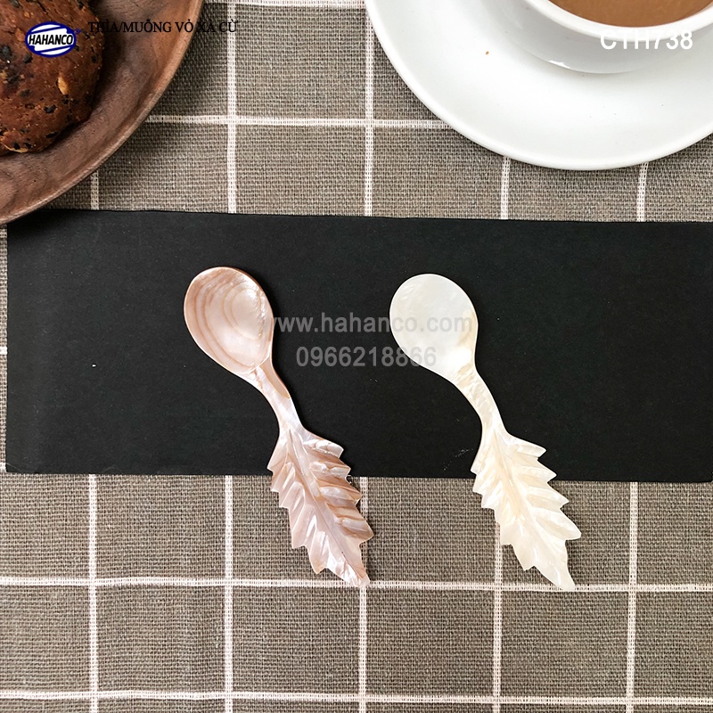 Thìa vỏ xà cừ hình lá - ăn kem/xúc gia vị/cafe/decor - an toàn cho sức khỏe (CTH738)