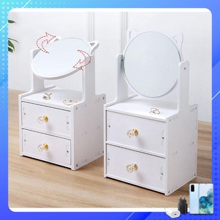 kệ mỹ phẩm gương tai mèo 2 tầng