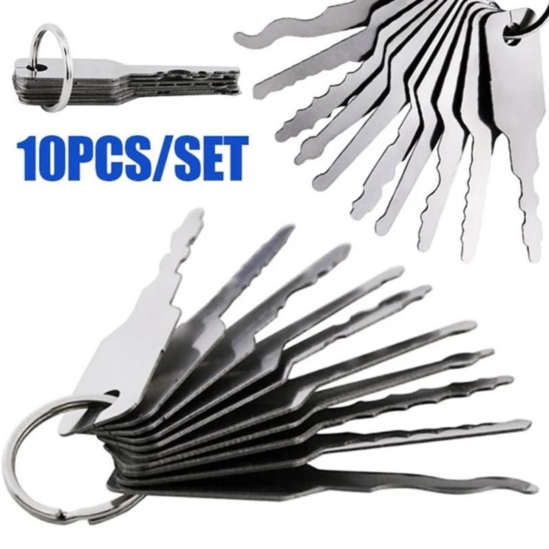 Set 10 Chìa Khóa Bằng Thép Không Gỉ Mở Khóa Cửa Xe Hơi/Cửa Ra Vào
