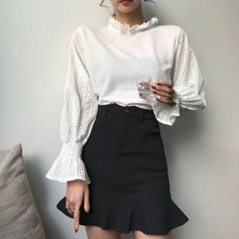 [ORDER]  chân váy đuôi cá đen kaki mềm co giãn size S ( ảnh thật)