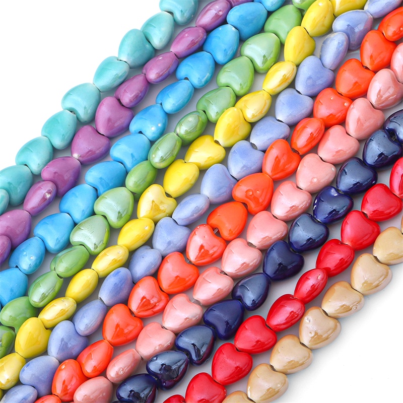 Hạt gốm hình trái tim dùng làm trang sức thủ công/ vòng tay/ vòng cổ