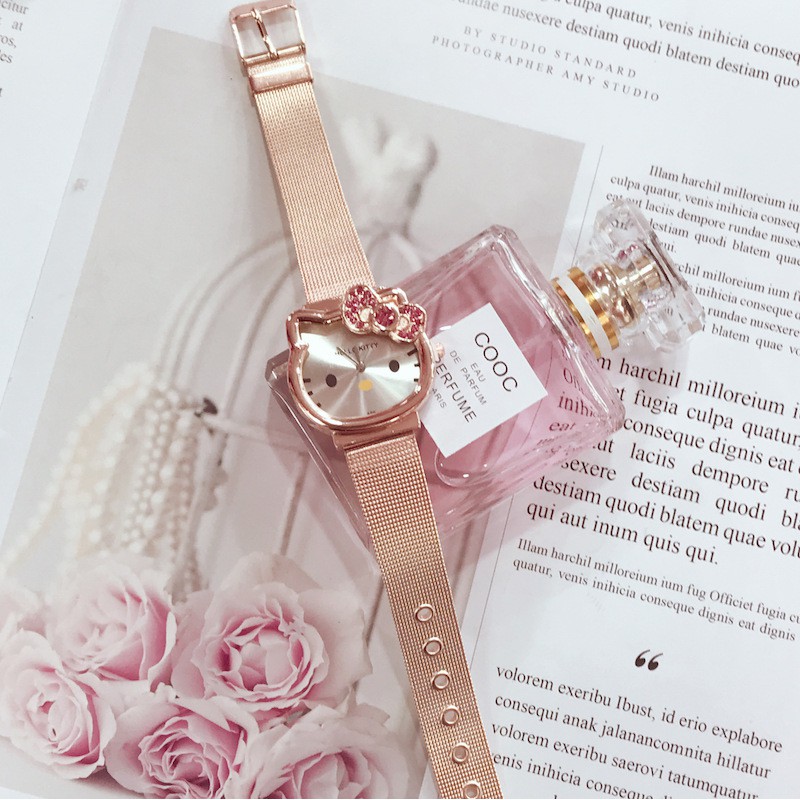 Đồng Hồ Đeo Tay Hình hello kitty Dễ Thương