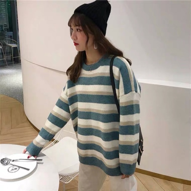 [Hàng order] Áo len kẻ nhiều màu ( kèm ảnh thật) Sẵn màu 4 | BigBuy360 - bigbuy360.vn