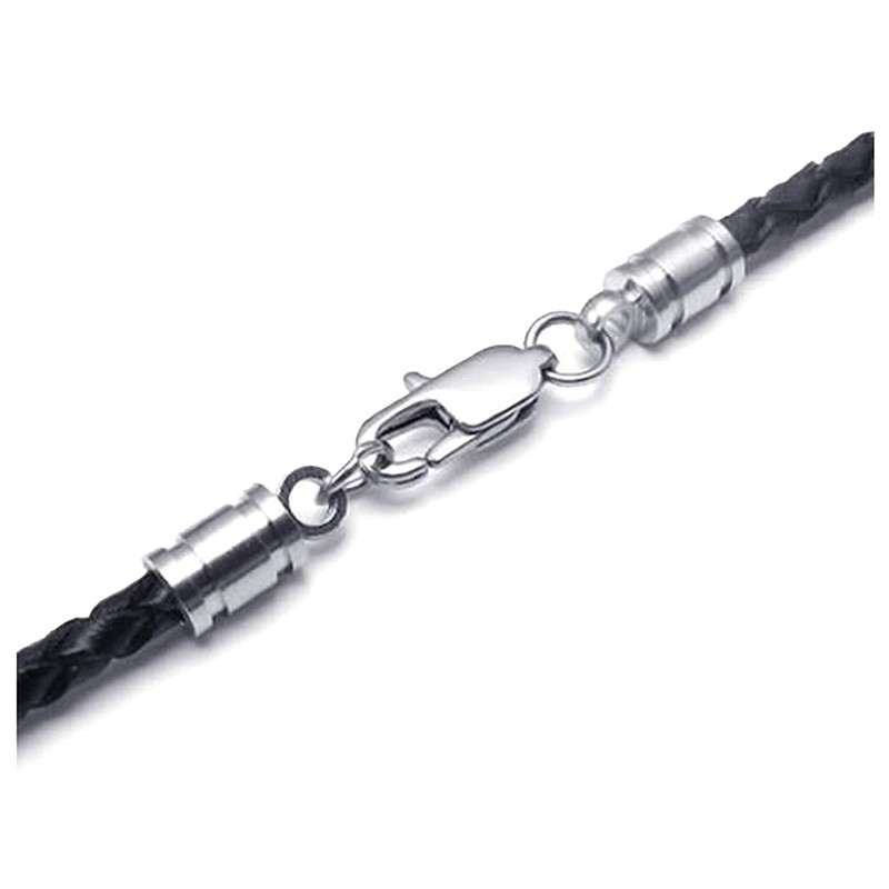 Dây chuyền da phối mặt tròn thời trang nam tính