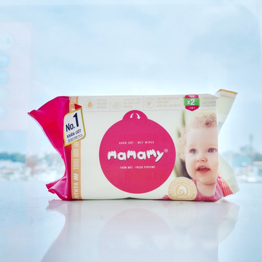 Khăn ướt MAMAMY Wet Wipes Khăn giấy ướt không cồn cho bé (Bịch 30 - 80 Miếng)