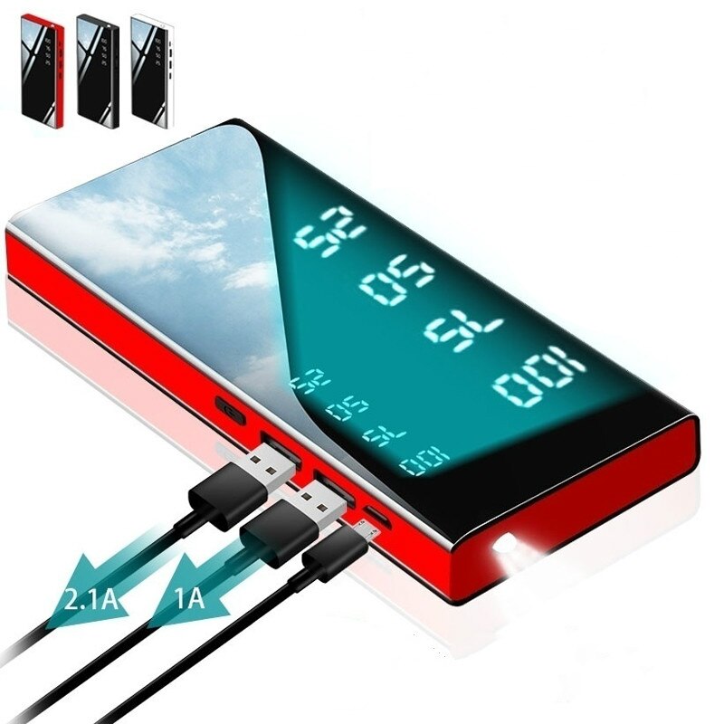 30000mAh sạc dự phòng sạc hiển thị kỹ thuật số siêu mỏng công suất lớn kép USB,với ánh sáng LED Power bank