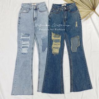 Quần jean ống loe rách b065
