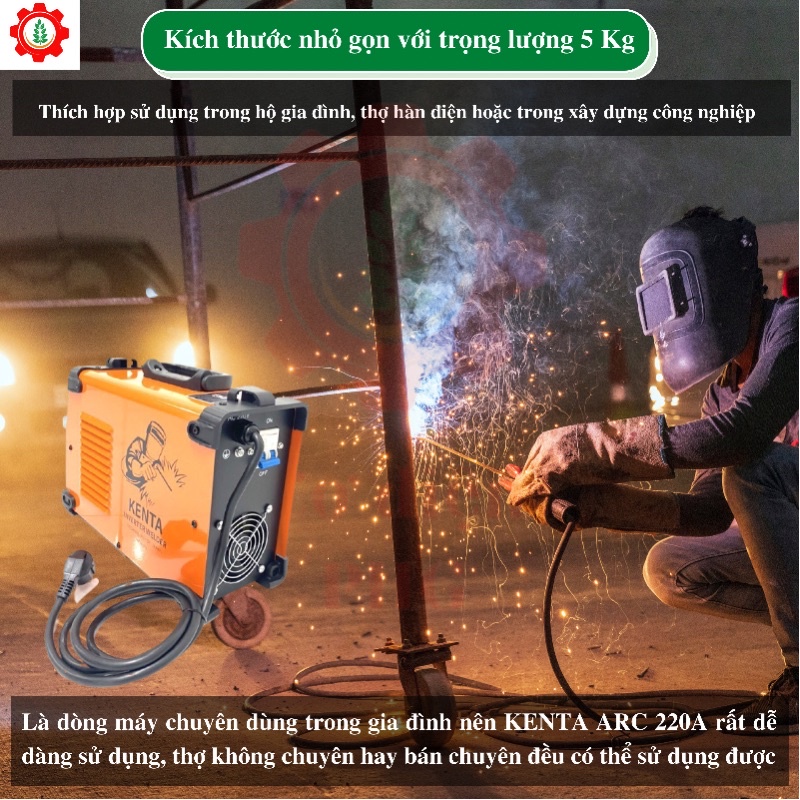 Máy hàn điện tử KENTA ARC 220A | Công suất 220A | Sử dụng que hàn 3,2 - 4.0 ly | Công nghệ Nhật Bản