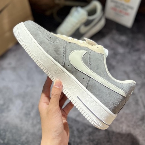 Giày Sneaker Air_Force1 Greay Pavy Tale,Af1 Xám Da Lộn Tặng Tất