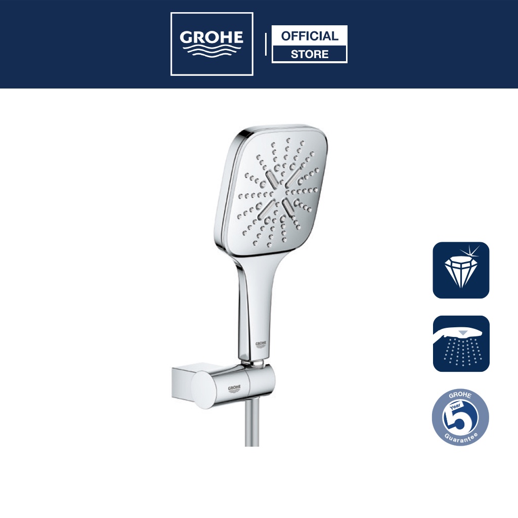 Bộ Tay Sen 3 Chế Độ Kèm Gác Sen Gắn Tường GROHE RAINSHOWER SMARTACTIVE 130 Cube - 26588000