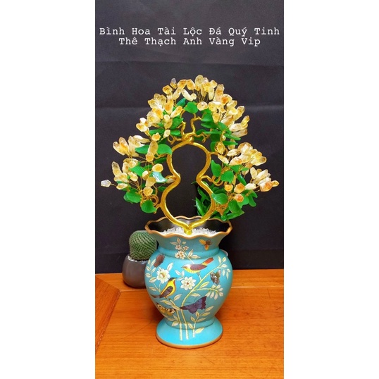 Bình Hoa Tài Lộc Đá Tinh Thể Tha ch Anh Vàng