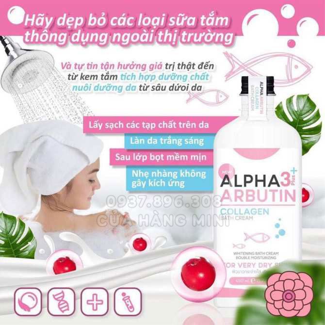 【YÊU THÍCH】 Sữa Tắm Dưỡng Trắng Alpha Arbutin 3 Plus Collagen Bath Cream