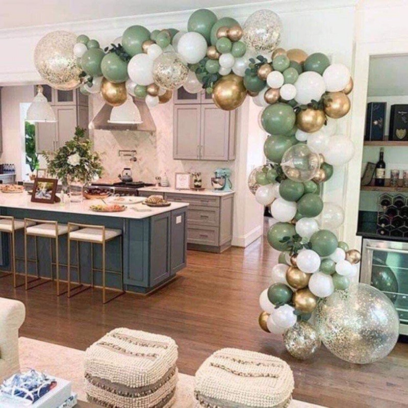 Bóng tròn tông màu xanh Tropical Châu Âu các size trang trí sinh nhật - Kem Shop K180
