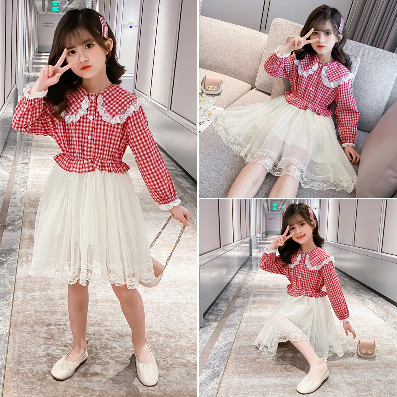 New girls' spring and autumn dresses, little girls' dresses, fashionable baby princess dresses.