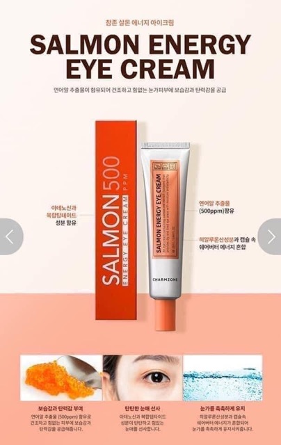 🔆Kem Mắt từ TRỨNG CÁ HỒI Salmon energy Eye Cream của hãng Charmzone Hàn Quốc sử dụng được cho vùng mắt và cả mặt