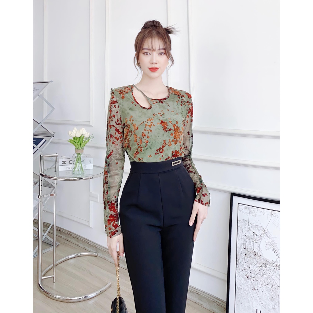 Áo thun nhung hoạt tiết cá tính - A6441