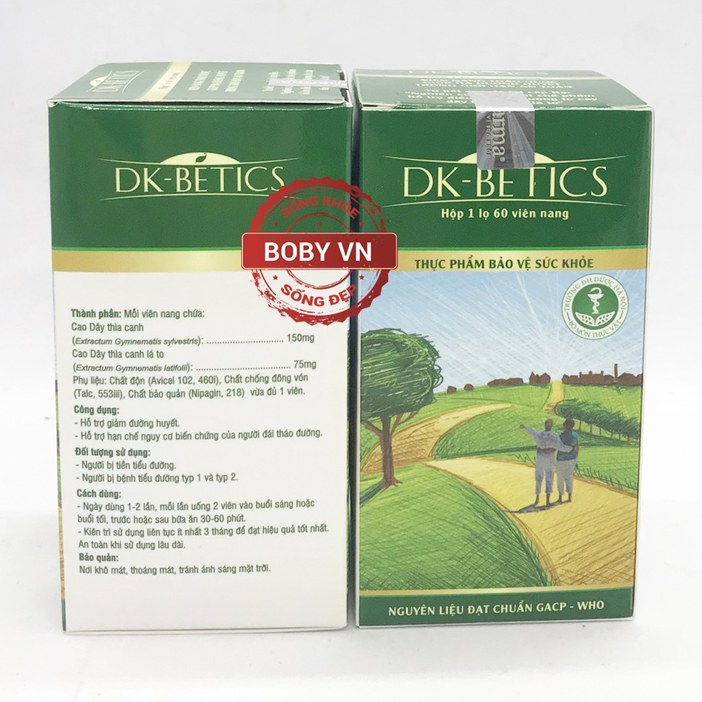 DK-BETICS hỗ trợ giảm đường huyết, hạn chế nguy cơ biến chứng của người đái tháo đường (Hộp 1 lọ 60 viên)