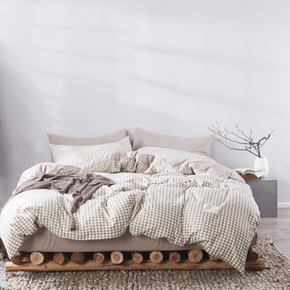 Bộ chăn ga tici cotton kẻ
