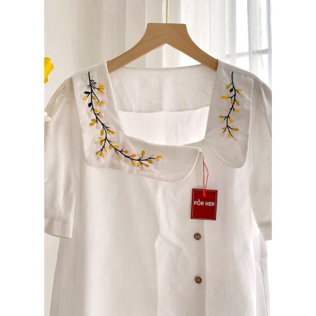 Áo Cổ Vuông FOR HER Nút Lệch AO0446